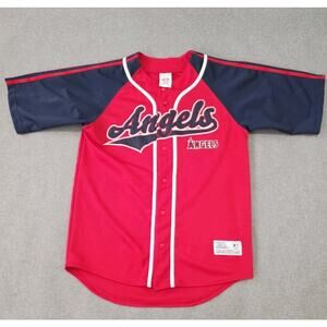 Anaheim Angels True Fan Jersey Mens Med Major League Baseball MLB Button Down